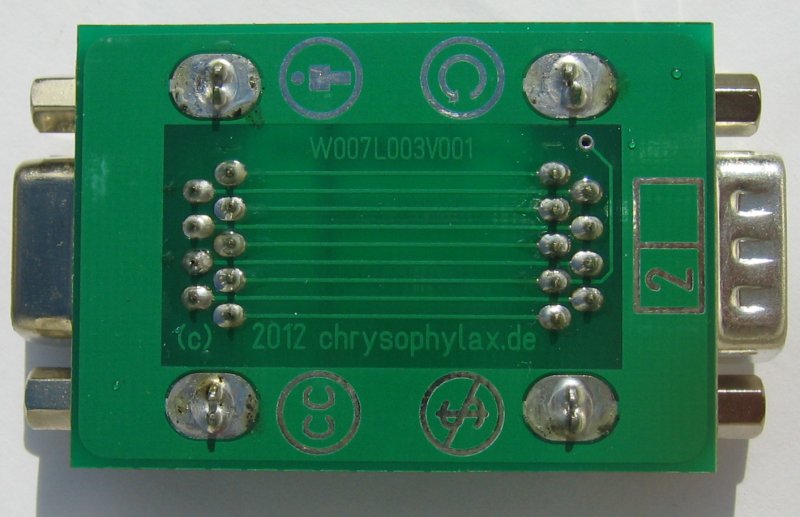 RS232-Kontroll-LEDs auf Durchreich-Platinchen, Unterseite